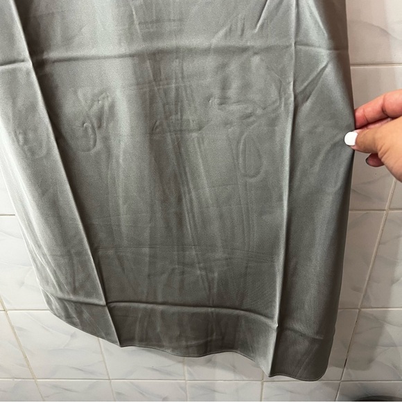 J. Crew 2 Gray Silver Satin 90s Quiet Luxury Minimalist Fairy Midi Slip Dress - Picture 6 of 11
